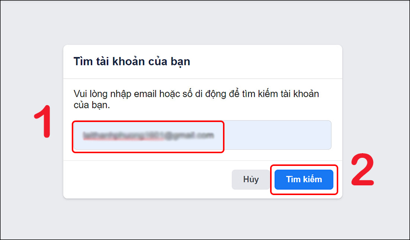 Tìm kiếm tài khoản Facebook bằng email